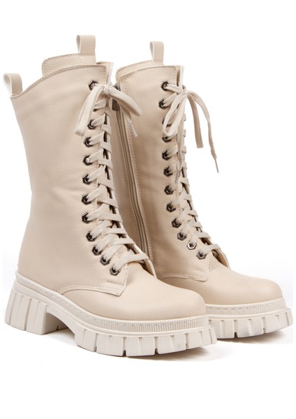 Kadın 466 -Bj Bej Bağcık Görünümlü Bot&bootie&postal modelleri