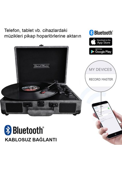 ST14012 Retro Pikap - Bluetooth ve Şarj Özellikli - Özel Dış Kaplama - Tüm Plakları Çalabilme