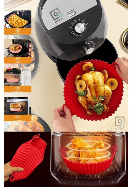 Airfryer Kalıbı Yağsız Kızartma Sıcak Hava Fritöz Silikon Sepet Mat Yapışmaz Pişirme Fırın Matı