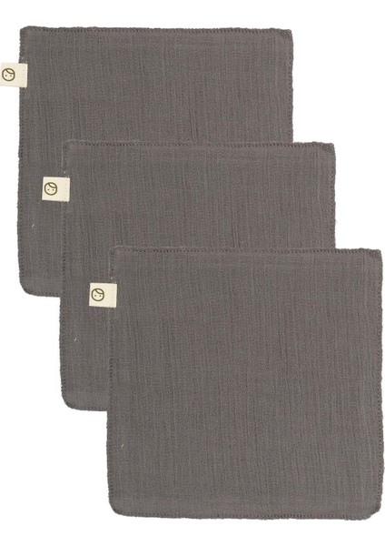 3'lü Müslin Ağız Bezi Yenidoğan Gri Organik Pamuk