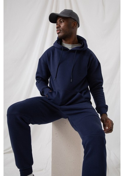 Erkek Stay Oversize Lacivert Hoodie Sweatshirt modelleri