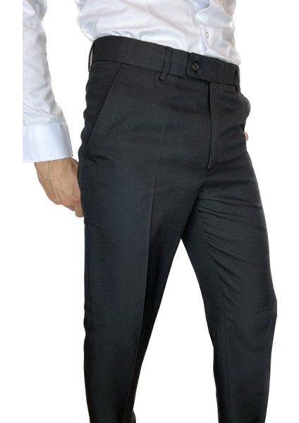Erkek Siyah Klasik Kumaş Pantolon