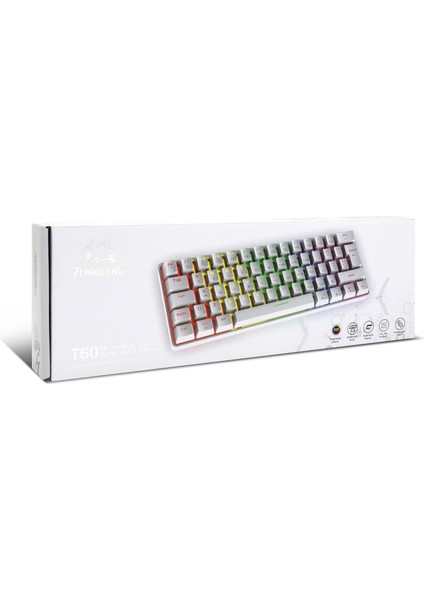 T60 Siyah/pembe/beyaz Mavi Switch Rgb Klavye Kablolu Gaming Oyuncu Klavyesi