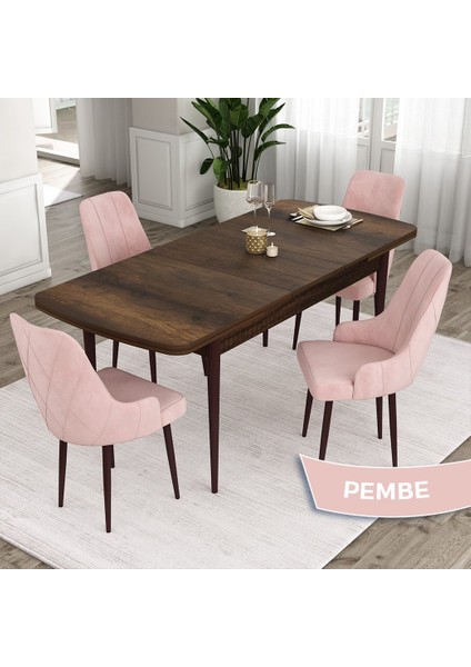 Concept Ram Serisi Barok Ahşap Desen 80X132 Açılabilir Yemek Masası Takımı 4 Sandalye fiyatları