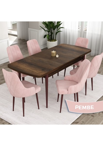 Concept Ram Serisi Barok Ahşap Desen 80X132 Açılabilir Yemek Masası Takımı 6 Sandalye fiyatları