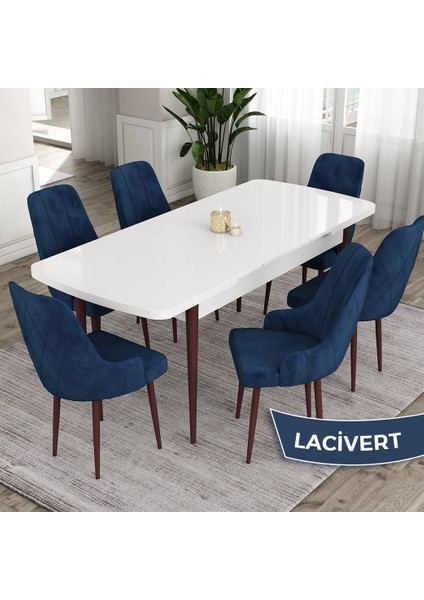 Concept Ram Serisi 80X132 Açılabilir Yemek Masası Takımı Beyaz Masa Kahverengi Ayak 4 Sandalye fiyatları