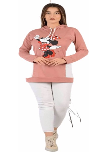 Kadın Kapüşonlu Baskılı Sweatshirt