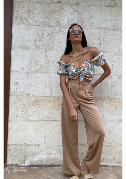 Yüksek Bel Pileli Palazzo Pantolon fiyatları