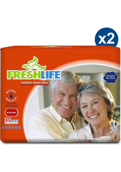 2'li Freshlife Large Yetişkin Hasta Bezi 30X2 (60 Adet)