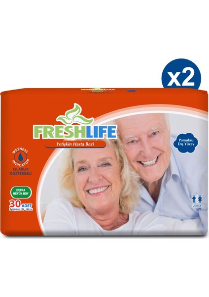 2'li Freshlife Xlarge Yetişkin Hasta Bezi 30X2 (60 Adet)