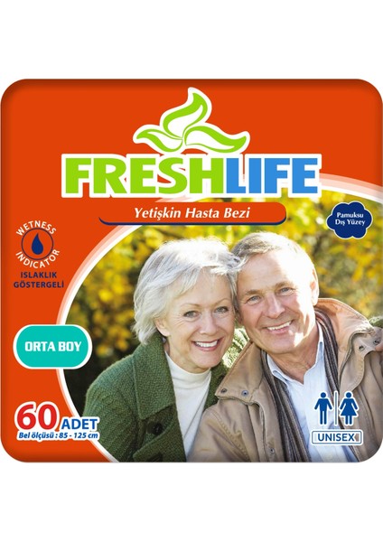 2'li Freshlife Medium Yetişkin Hasta Bezi 30X2 (60 Adet)