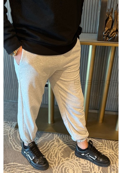 Ultra Kalın İçi Pamuklu Gri Spor Eşofman Altı Rahat Jogger Pantolon