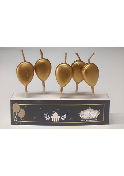 5'li Gold Balonlu Mum