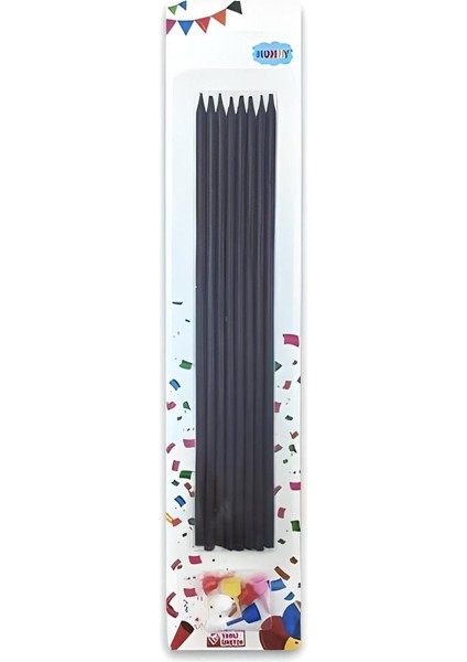 18 cm Siyah Mum 7'li
