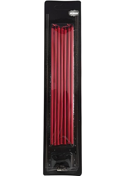 18 cm Metalik Kırmızı Mum 6'lı