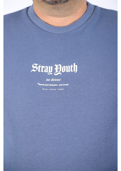 Sweatshirt Bisiklet Yaka Stray South 22730 Mavi modelleri