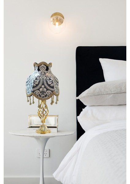 Fransız Dantel Koyu Füme Kadife Kumaş Klasik Abajur fiyatları