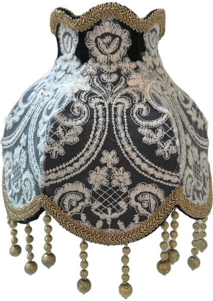 Fransız Dantel Koyu Füme Kadife Kumaş Klasik Abajur modelleri