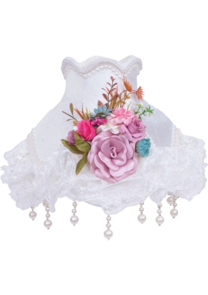 Çiçek Dekorlu Abajur Beyaz Klasik Model modelleri