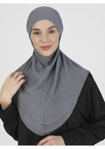 Krep Kemerli Türban - Koyu Gri - Ecardin