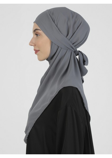 Krep Kemerli Türban - Koyu Gri - Ecardin modelleri