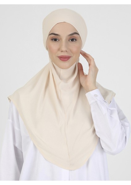 Krep Kemerli Türban - Açık Bej - Ecardin