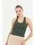 Haki Çapraz Askılı Slim Fit Ribana Kadın Atlet 3