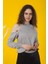 Gri Omuz Pencereli Sweetshirt 1