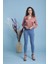 Pembe Pencere Detaylı Saten Bluz 2