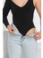 Siyah V Yaka Kol Detaylı Çıtçıtlı Body 5