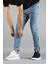 Erkek Slim Fit Dar Kesim Tırnaklı Kot Pantolon Buz Mavisi 3