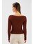Kalp Yaka Triko Bluz - Kahve 5