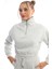 Dik Yaka Crop Sweatshirt Kadın Eşofman Takım Gri Melanj 3