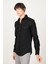 Slim Fit Uzun Kollu Kışlık Oduncu Çift Cep Kapaklı Düz Unisex Siyah Gömlek 2