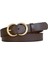 Deri Gold Cɔ Tokalı Koyu Kahverengi Ince Kadın Kemeri, 3cm 1