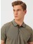 Cep Detaylı Desenli Haki Polo T-Shirt 1