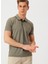 Cep Detaylı Desenli Haki Polo T-Shirt 3