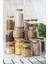 9 Lu Set Bambu Kapaklı Cam Kavanoz & Erzak Saklama Kabı 3 X (1.3 Lt 0.80 Lt 0.50 Lt ( Vakum Kapak ) 1