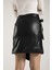Siyah Kuşaklı Kruvaze Deri Mini Etek 4