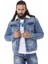 CJ294 Kürklü Basic Iceblue Jeans Ceket 1