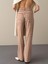 Kadın Camel Oversize Ekose Pantolon 4
