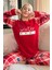 Kırmızı It's Winter Desenli Kadın Peluş Pijama Takımı 1