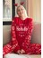 Kırmızı Hoho Desenli Kadın Peluş Pijama Takımı 1