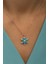 925 Ayar Turkuaz Taşlı Çiçek Kolye Kadın Gümüş Kolye 2