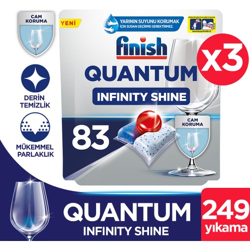 Finish Quantum Infinity Shine 249 Kapsül Bulaşık Makinesi Deterjanı Tableti (83X3)