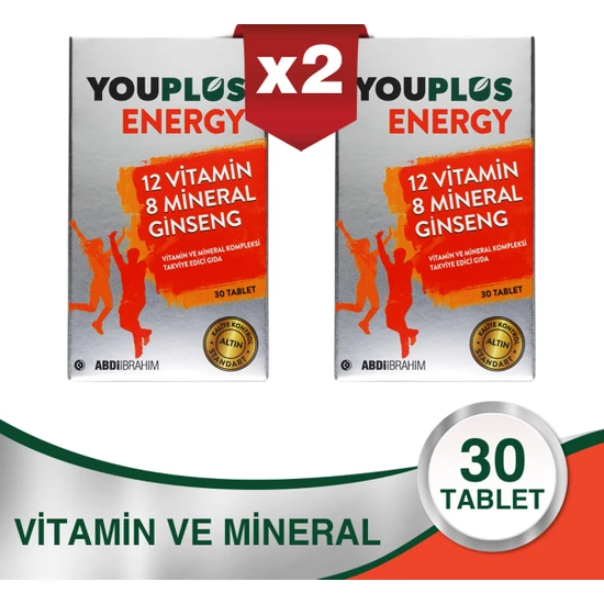 Youplus Energy Vitamin ve Mineral Kompleksi 30 Tablet 2 Adet - Abdi İbrahim