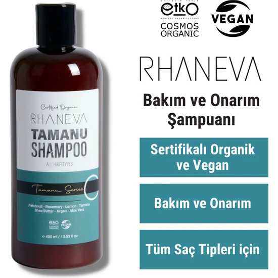 Rhaneva Bakım ve Onarım Şampuanı, Organik ve Vegan Sertifikalı, 400 ml