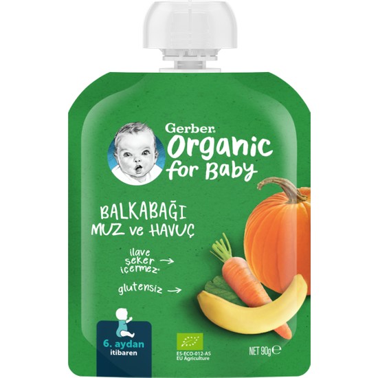 Gerber Organik Muzlu Havuçlu Bal Kabağı Püresi 90 gr