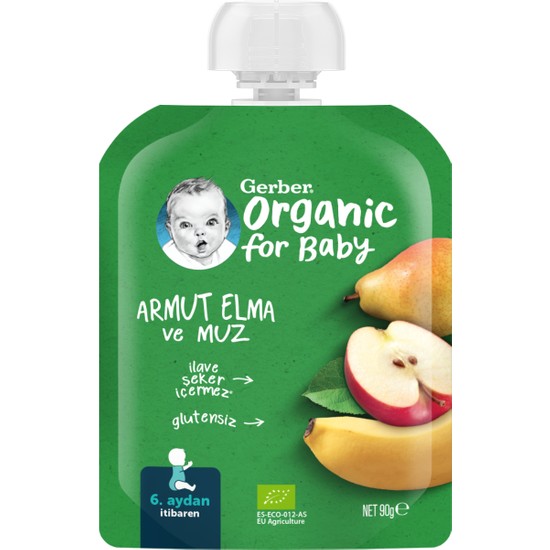 Gerber Organik Elmalı ve Muzlu Armut Püresi 90 gr