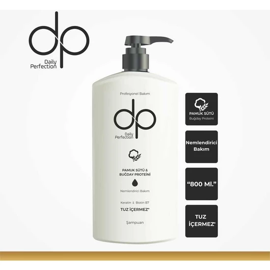 Dp Daily Perfection Pamuk Sütü & Buğday Proteini Tuzsuz Şampuan 800 ml